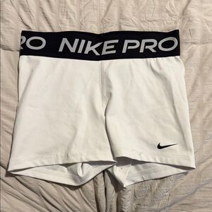 Nike Pro White and Black Athletic Shorts